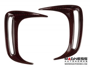 FIAT 500 Rear Bumper Side Duct Trim Piece Set - Carbon Fiber - Red Candy